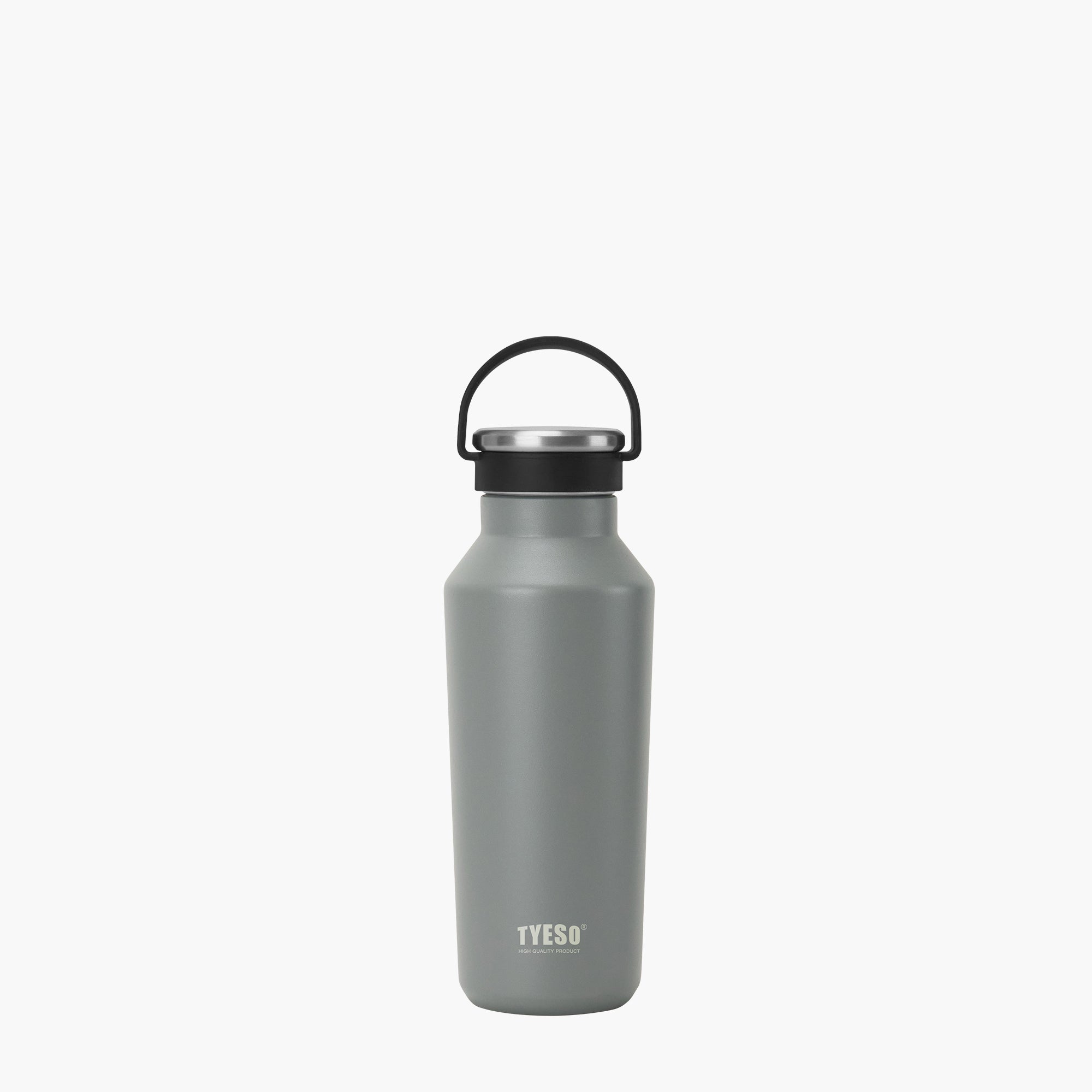 TYESO Vacuum Insulated Sports Bottle with Soft Silicone Handle in Gray, 17 oz – carry handle detail #color_gray