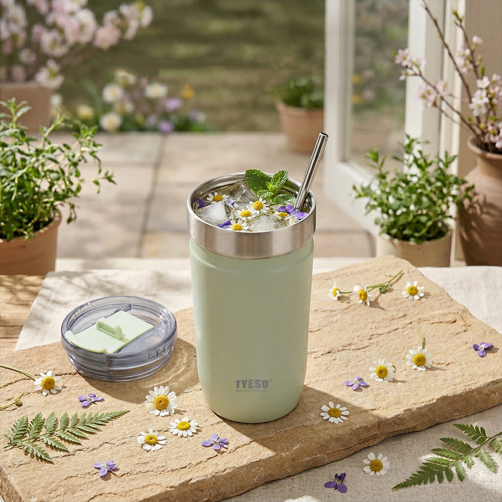 tyeso opaline insulated stainless steel tumbler green vacuum insulation cold retention long lasting chill performance #color_green